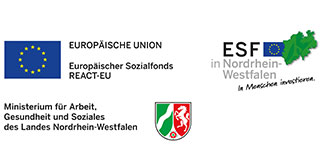 Logokombination des REACT-EU-, ESF in NRW und MAGS-Logos